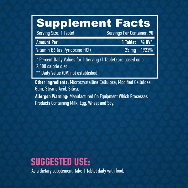 Vitamin B6 25 mg / 90 Tabs - Image 2