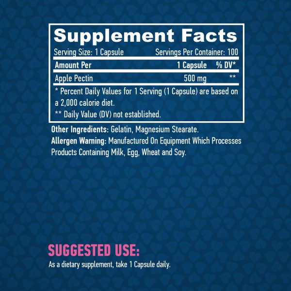 Apple Pectin 500 mg / 100 Caps - Image 2