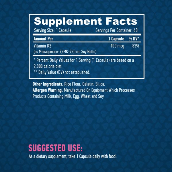 Vitamin K2-Mk7 100 mcg / 60 Caps - Image 2