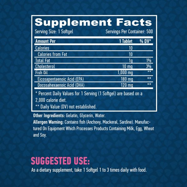 Omega 3 1000 mg Fish Oil / 500 Softgels - Image 2