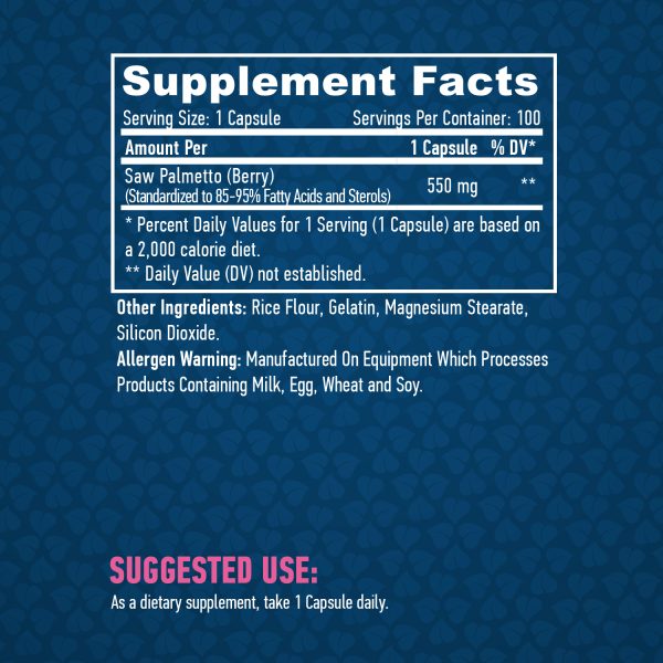 Saw Palmetto 550 mg / 100 Caps - Image 2