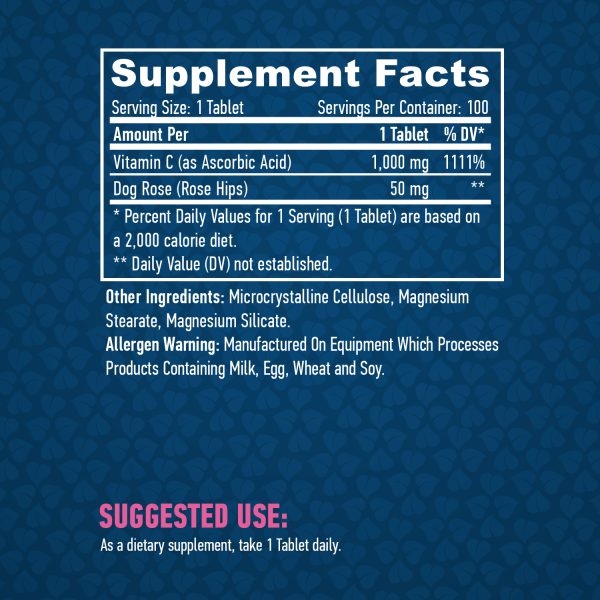 High Potency Vitamin C 1000 mg with Rose Hips / 100 Tabs - Image 2