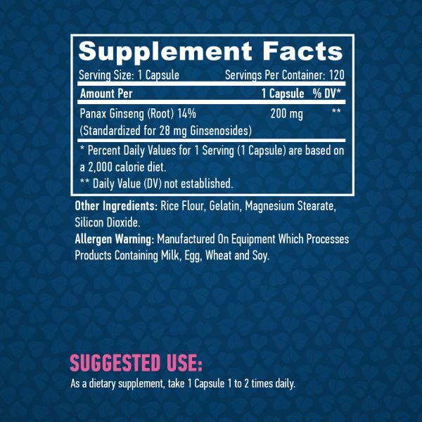 Panax Ginseng 200 mg / 120 Caps - Image 2