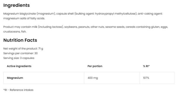 Magnesium Glycinate | 400 mg Serving of Magnesiuim Bisglycinate - Image 2
