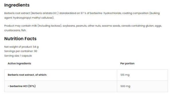 Berberine HCl 500 mg | 97% Berberis Root Extract - Image 2