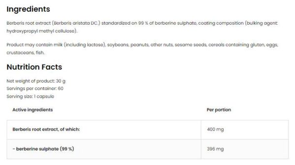 Berberine Sulphate 396 mg | 99% Berberis Root Extract - Image 2