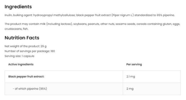 Piperine 95 Vege | 2 mg - Image 2