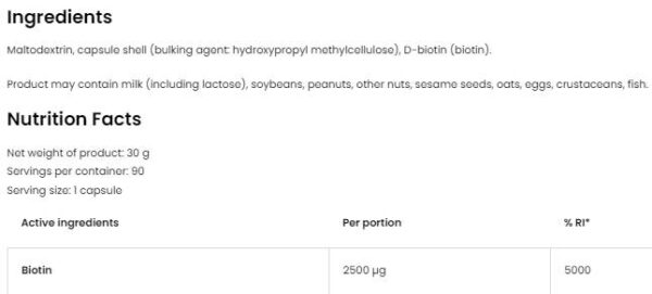 Biotin 2500 mcg / Vege - Image 2