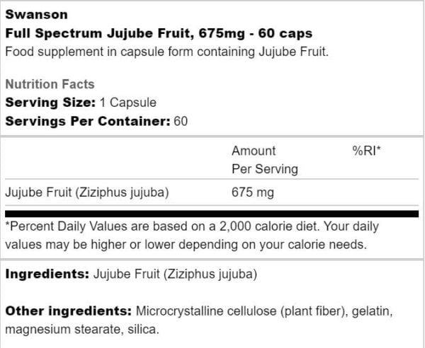 Full Spectrum Jujube Fruit 675 mg - Image 2