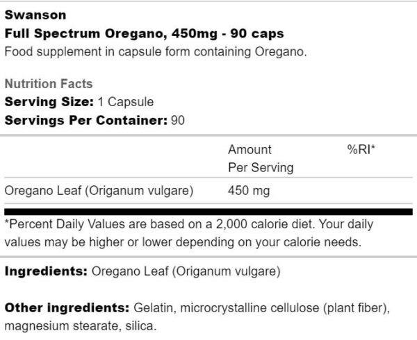 Full Spectrum Oregano 450 mg - Image 2