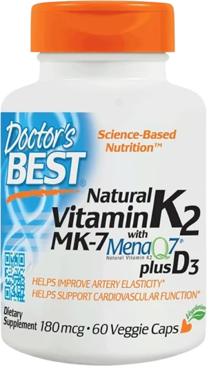 BEST Natural Vitamin K2 MK-7 180 mcg | Plus D-3